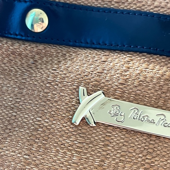 Paloma Picasso hard to find straw patent leather bag tan and black - Picture 8 of 9